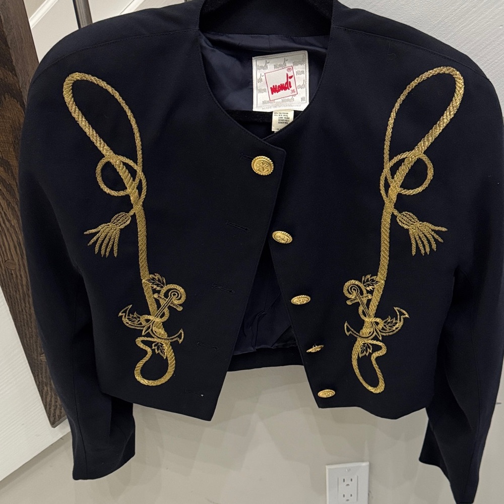 Mondi Black Blazer with Gold Embroidery
